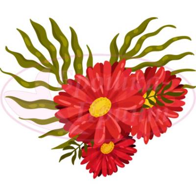 Шаблон для броши, жесткий фетр 1.2 мм, рис. 215 (Букет цветов в форме сердца)